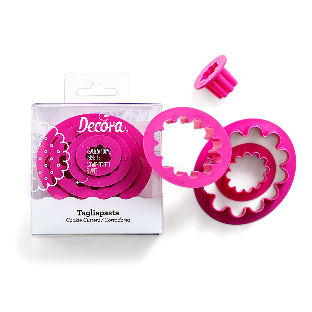Decora Set plastičnih kalupa za kekse ovalni nazubljeni 4 kom 1,5 - 3,5 - 5,5 - 7,5 H 2,2 CM